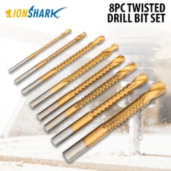 LionShark 8pc Twisted Drill Bit Set.