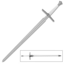 White Witching Sword And Scabbard - 2Cr13 Stainless Steel Blade, Handle Metal Alloy Fittings - Length 47 1/2”
