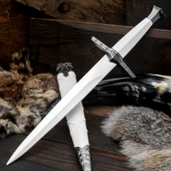 Witching White Short Sword And Sheath - 2Cr13 Stainless Steel Blade, Metal Alloy And ABS Handle - Length 15”