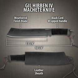 Rambo 4 Gil Hibben IV Machete Knife Length Diagram length 11 1/8 inches overall length 18 1/4 inches