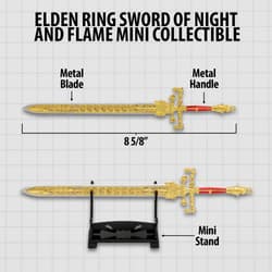 Dimensions of sword and included display stand.