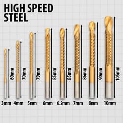 Showing the different sizes of the drill bits.