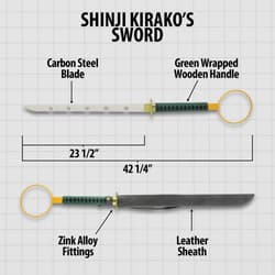 Dimension shot of Shnji Kirako's sword and scabbard.