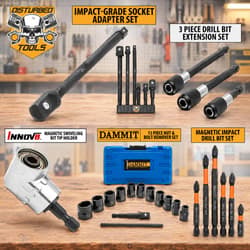 Disturbed Tools advertisement featuring various drill bit sets and accessories