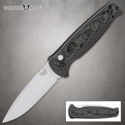 Benchmade knife with G10 handle and stainless steel blade