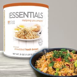 Emergency Essentials Hash Brown Potatoes has a 25-year shelf-life