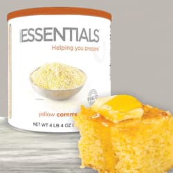 Shows cornbread made from the Emergency Essentials Yellow Cornmeal