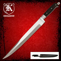 Arabian Khyber Bowie Knife with stainless steel blade, black ABS handle, and sheath inset
