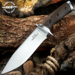 Gil Hibben Tundra Hunter Fixed Blade Knife With Sheath - 420HC Stainless Steel Blade, G10 Handle Scales, Stainless Steel Pommel - Length 11”