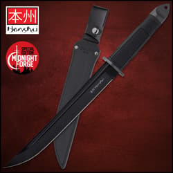 United Cutlery Honshu Midnight Forge Tanto - Stainless Steel, Black Blade, TPR Handle, Steel Guard And Pommel