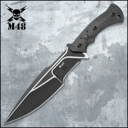 M48 Liberator Sabotage II Combat Knife With Sheath - Cast Stainless Steel, Black Oxide Coating, Layered G10 Handle - Length 13 1/2”
