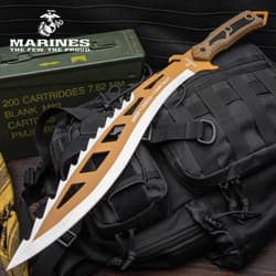 Embodies the fighting spirit of the Marines with its rock-solid build and a reminder of the core values every Marine stands for