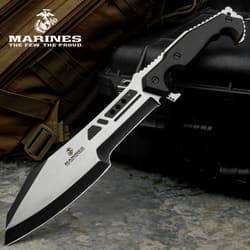 A full view of the USMC Covert OPS Machete and in its sheath