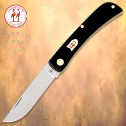 Kissing Crane Black Pocket Farmer Knife - Stainless Steel Blade, Synthetic Handle, Brass Liners