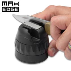The Max Edge Three-Stage Knife Sharpener in use