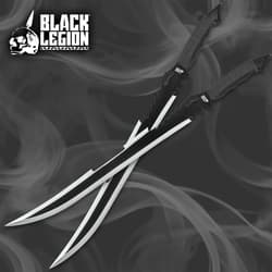 Black Legion Death Stalker Two-Piece Sword Kit - Stainless Steel Construction, Cord-Wrapped Handles, Nylon Sheaths - Lengths 25 3/4”