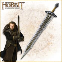 Character holding a sword with a map background