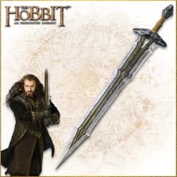Character holding a sword with a map background