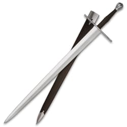 Sword with a leather-wrapped handle and scabbard