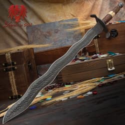 The Legends In Steel Flamberge Sword's full length shown