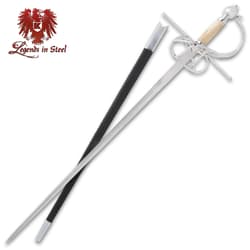 Medieval rapier with scabbard and ornate hilt