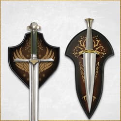Sword and dagger mounted on decorative plaques