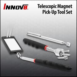 Telescopic magnet pick-up tool set with screws