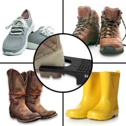 Multiple images of different types of boots that can be used in the Boot Jack.
