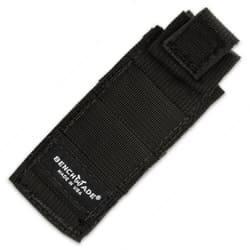 Black condura belt sheath composed of nylon with a white "Benchmade Made in USA" logo printed on to the sheath.