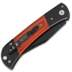 Black and wood Vanguard Elite Auto closed