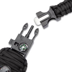 Trailblazer Paracord Fishing Kit With Carabiner - Integrated Compass, Emergency Whistle, Key Ring, Flint And Striker, Thermometer - Length 9 1/4”