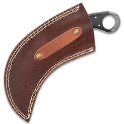 Timber Wolf Attila Karambit Knife - Damascus Steel Blade, Full-Tang, Micarta Handle Scales, Open-Ring Pommel - Length 9”