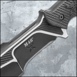 M48 Liberator Sabotage II Combat Knife With Sheath - Cast Stainless Steel, Black Oxide Coating, Layered G10 Handle - Length 13 1/2”