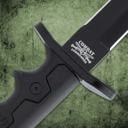 The 13 3/8” overall dagger can be stored and carried in a premium leather belt sheath with a snap strap closure