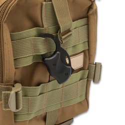 Black Legion Black RaptorClip attached to backpack