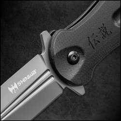 Shinwa Ganjo Black G10 Pocket Knife - 3Cr13 Stainless Steel Blade, Black G10 Handle Scales, Ball Bearing, Pocket Clip