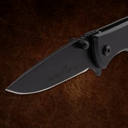 Timber Wolf EDC Pocket Knife Black blade close up