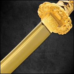 Shinwa Golden Knight Katana Sword with Wooden Scabbard - 1045 High Carbon Steel - Genuine Ray Skin