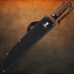 Machete in black sheath with octopus logo