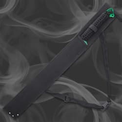 The 27” overall tactical ninja sword can be carried and stored in a tough nylon sheath with adjustable shoulder strap