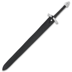 The reproduction sword come with a leather scabbard