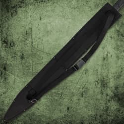 The sword has a coordinating nylon sheath with shoulder harness.