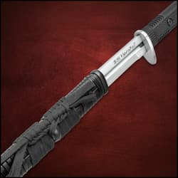 Honshu Boshin Double Edge Sword With Scabbard - 1060 Carbon Steel Blade, TPR Textured Handle, Stainless Guard And Pommel - Length 40 13/16”