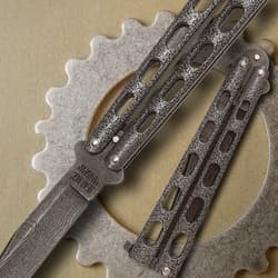 Bear & Son Silver Vein Butterfly Knife Damascus