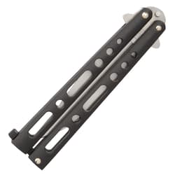 The Bear & Son Black Handle Butterfly Knife has great action, good looks, a fantastic price and it is made in the USA