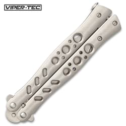 Viper-Tec Scorpion Tip Balisong Knife - Stainless Steel Tanto Blade, Skeletonized Aluminum Handles, T-Latch - Length 8 3/4