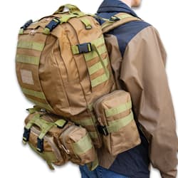 Full image of a person wearing the Gear Assault Pack.