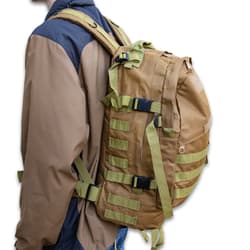 Full image of a person wearing the All-Purpose Backpack.