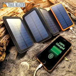 Trail Blazer solar charger charging a phone outdoors