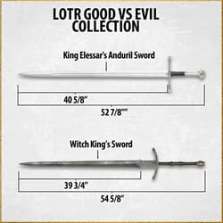 Comparison of King Elessar's Anduril and Witch King's sword dimensions